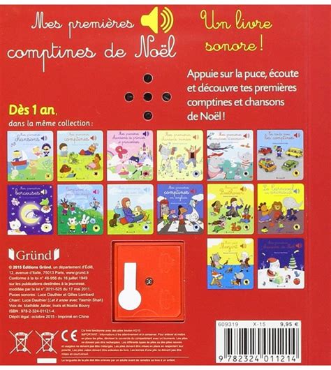 Mes premières comptines de Noël Livre Sonore 6 Comptines Grund pour