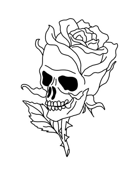 Skull Rose Tattoo Outline Tattoo Outline Drawing Tattoo Stencil Outline