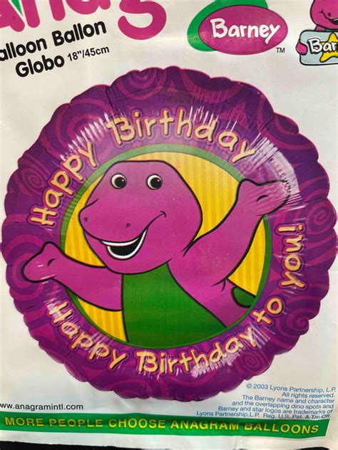 Hbd Barney Inflate Balloons