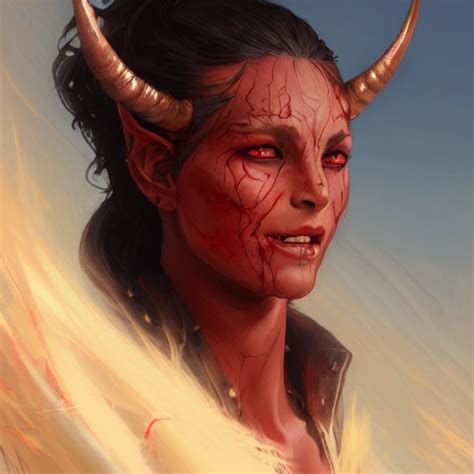 Krea Ai Portrait Of A Female Berber Tiefling With Red Skin