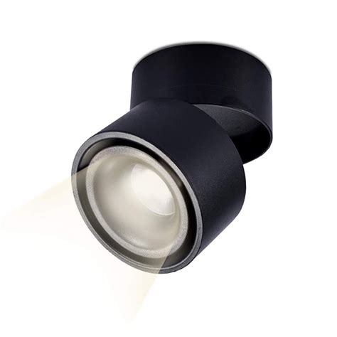 15w Led Ceiling Surface Mount Cylinder Tilt Downlight Black