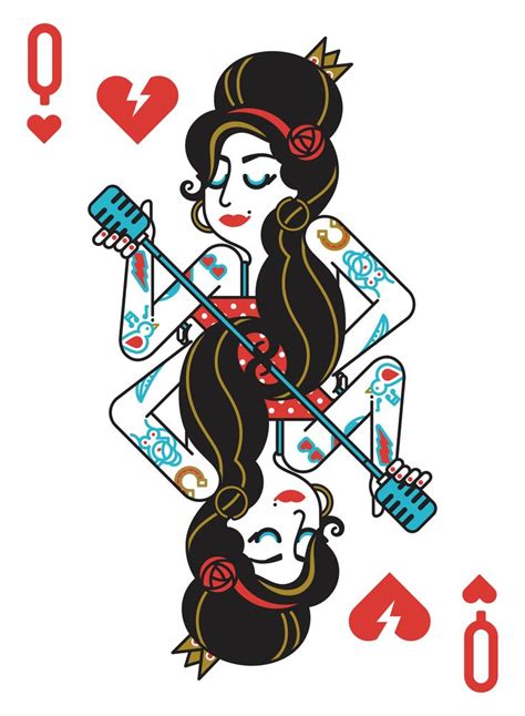 Two Women Playing Cards With Hearts And Arrows In The Middle One Holding A Guitar