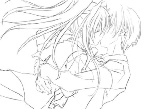Anime Couple Kissing Coloring Pages Teen Anime Kissing Coloring Pages
