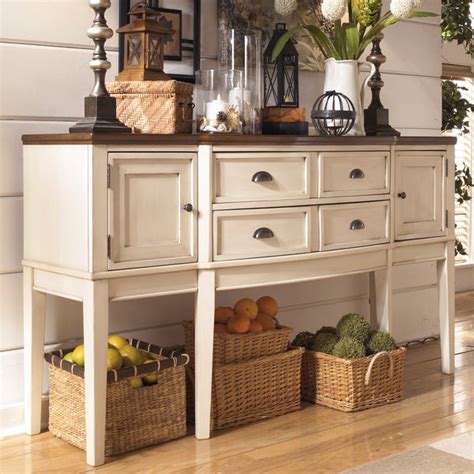 Discover a selection of multifunctional buffet cabinets, consoles, sideboards, credenzas and servers, perfect for storing and displaying dinnerware, flatware, table linens and collectibles. Signature Design by Ashley 'Whitesburg' Two-tone Dining ...