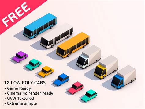 Cartoon Low Poly City Cars Pack Free 3d Models
