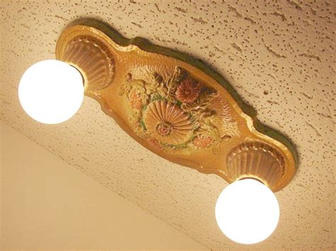 Vintage 1920s Art Deco Flush Mount Ceiling Fixture Light Restored