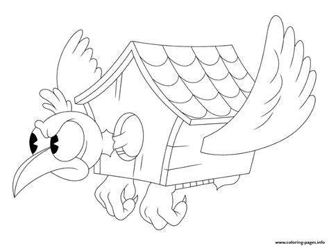 For boys for girls video games. Cuphead Bird House Coloring Pages Printable