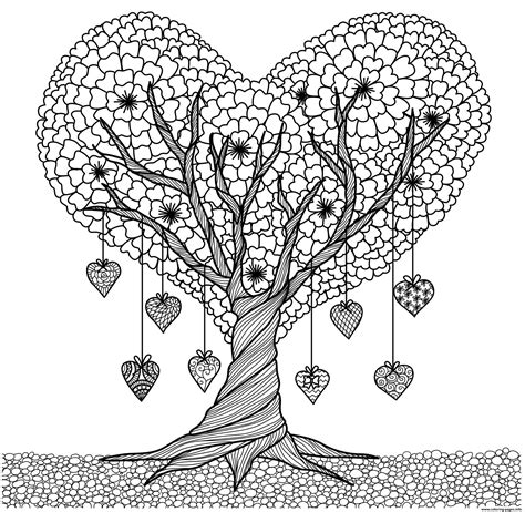 Discover Heart Tree Adults Coloring Pages Printable