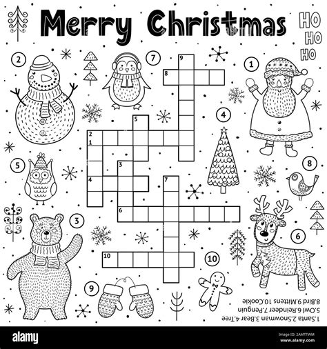 Feliz Juego De Crucigramas De Navidad Para Niños Página De Actividades
