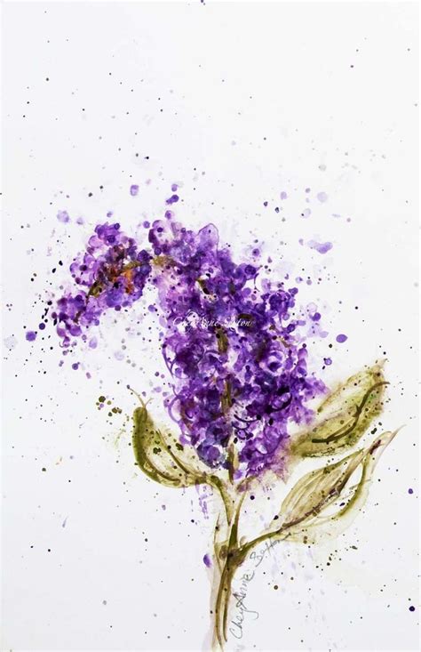 Single Purple Lilac Watercolor Blossom Flower Art Giclee Print Etsy