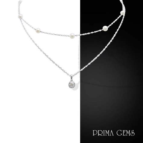 Daily Wear Pearl And Diamond Necklace Prima Gems