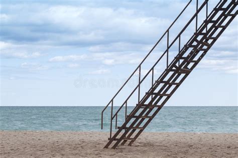 Stairway Goes Up Down Into Clouds Reflection Stock Photo Image Of