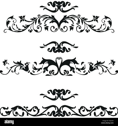 Vector Set Of Vintage Ornaments Flourishes With Floral Elements On