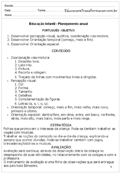 Plano De Aula Modelos De Planos De Aula E Exemplos Plano Anual Hot Sex Picture