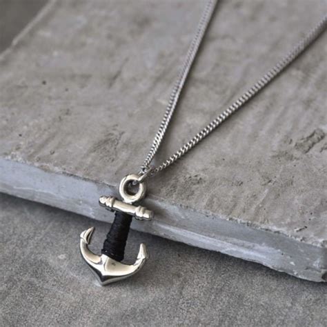 Silver Anchor Necklace Silver Chain Anchor Necklace For Men Etsy
