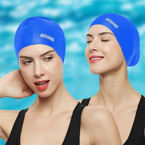 Aegend Swim Caps For Long Hair Pack Durable Silicone Swimming Caps