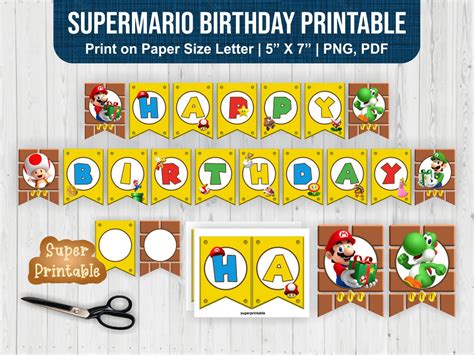 Super Mario Birthday Banner Printable Party Banner Pdf Png