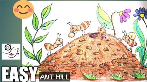How To Draw An Ant Easy Step By Step Tutorial Ant Hill Drawing