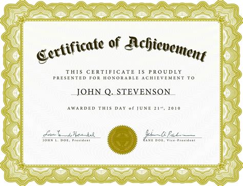 Award Certificate Sample Business Mentor