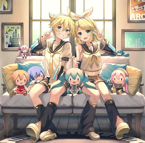 Yuuka Nonoko Hatsune Miku Kagamine Len Kagamine Rin Kaito Vocaloid Megurine Luka Meiko