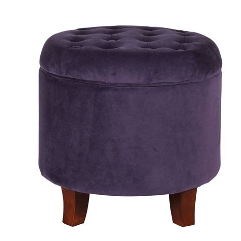 Velvet Tufted Round Ottoman With Storage Purple Homepop Round