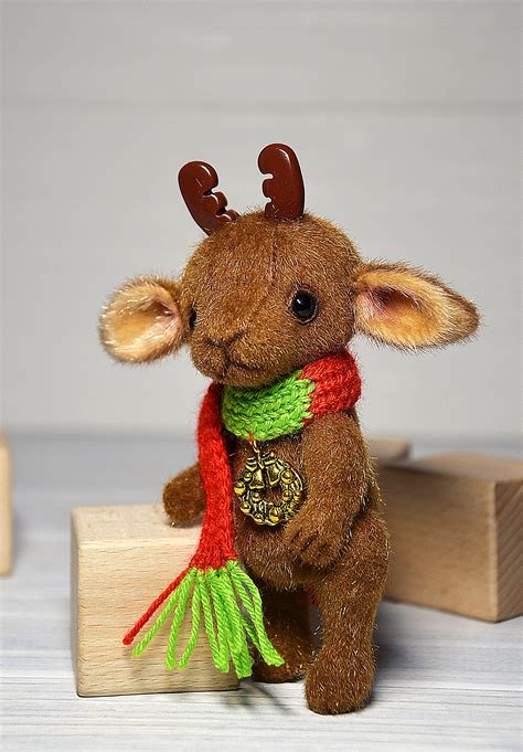 Christmas Moose Toy Miniature Plush Artist Moose Teddy Moose Toy