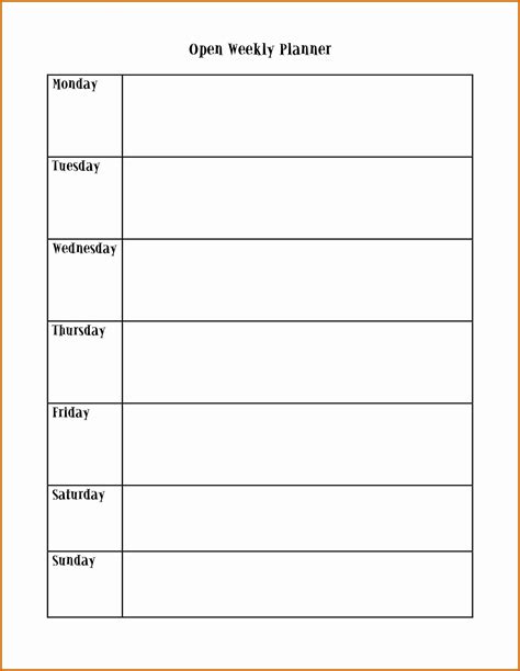 Free Weekly Planner Template Monday To Friday Schedule Printable Get