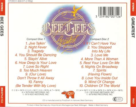 Bee Gees Greatest Hits Cd Art Taiarite