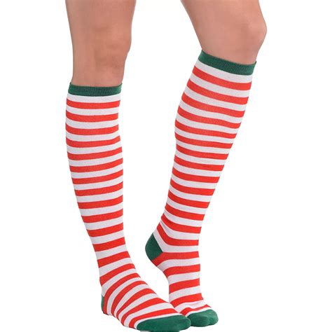 Candy Cane Striped Knee Socks Party City