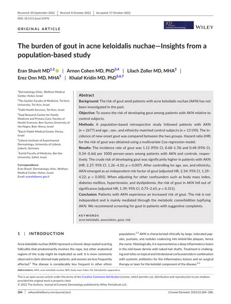 PDF The Burden Of Gout In Acne Keloidalis Nuchae Insights From A