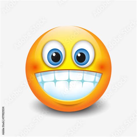 Cute Smiling Grinning Emoticon Showing Teeth Emoji Stock Image And
