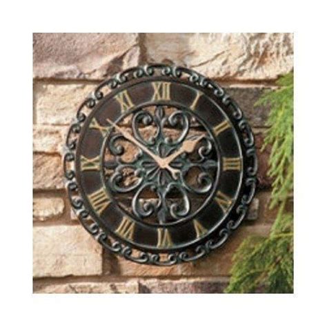 Rustic Antique Outdoor Wall Clock And Thermometer Set Of 2 Copper