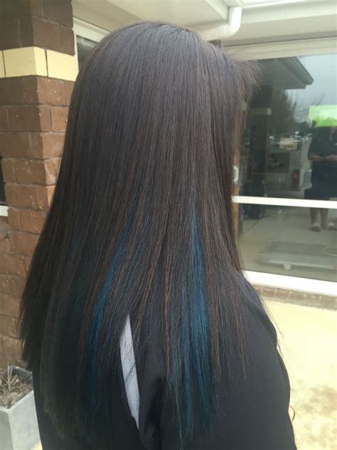 Peekaboo Blue Highlights Hair Streaks Blue Hair Highlights Hair
