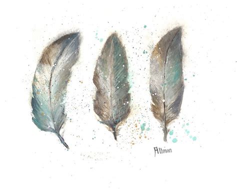 Original Watercolor Print Watercolor Feather Painting Feather Series