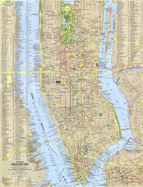 Tourist Manhattan Map Published 1964 National Geographic Maps