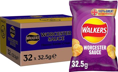 Walkers Worcester Sauce Crisps 325g Case Of 32 Uk Grocery