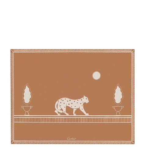 Cartier Beige Merino Wool Cashmere Panthère De Cartier Blanket 190cm X