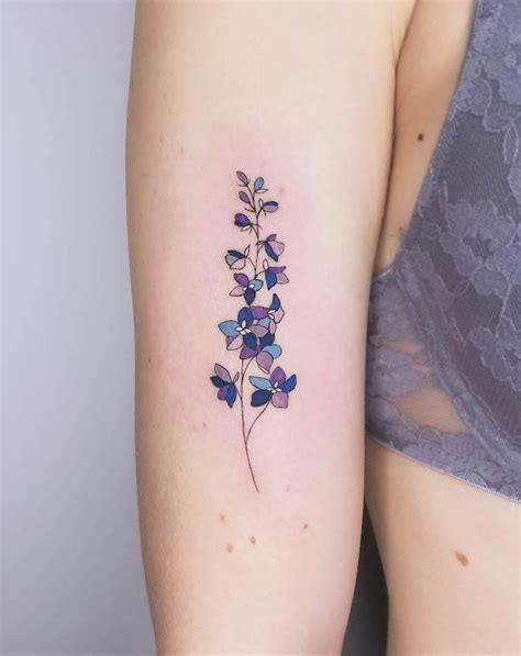 water lily and larkspur july birth flower tattoo ideas