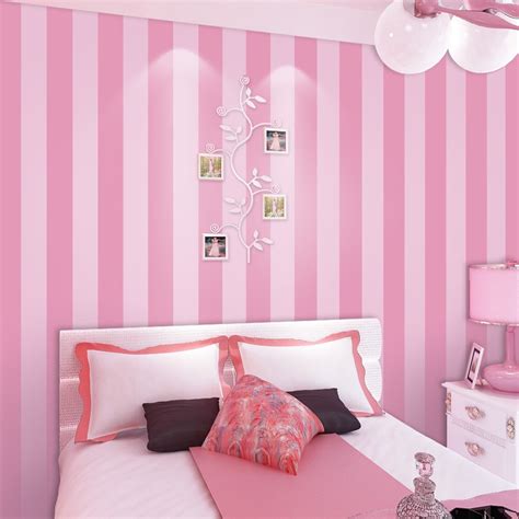 Modern Simple Style 3d Pink Striped Wallpaper For Children