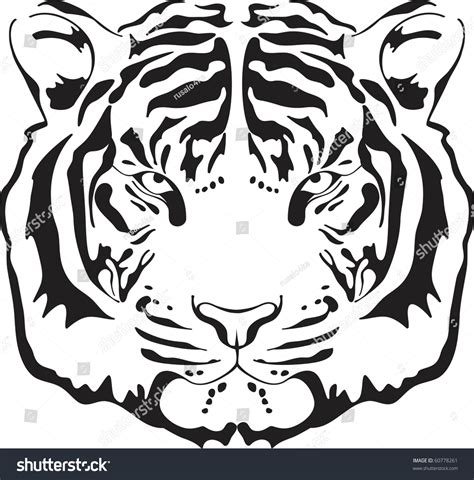Tiger Head Silhouette Vector Illustration Isolated Stock Vector