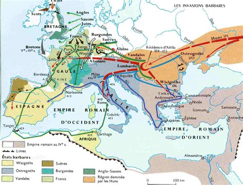 Carte Invasion Barbare Sur L Empire Romain D Occident Histoire