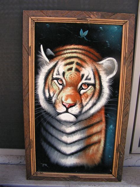 Black Velvet Painting Original Siberian Tiger By Retrosideshow