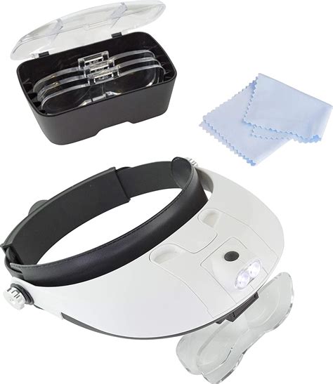 lightcraft lc1766 pro led magnifier headband with bi plate magnification white 7 0 cm 28 0 cm