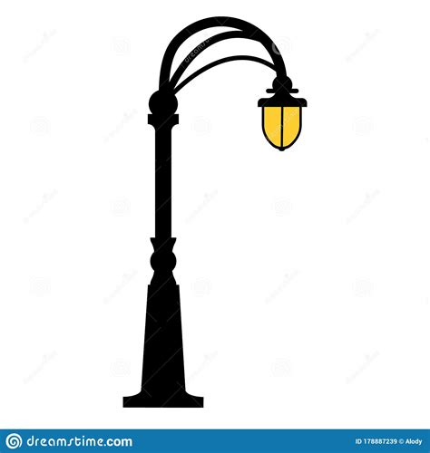 Street Light Black Silhouette Isolated On White Background Set Of