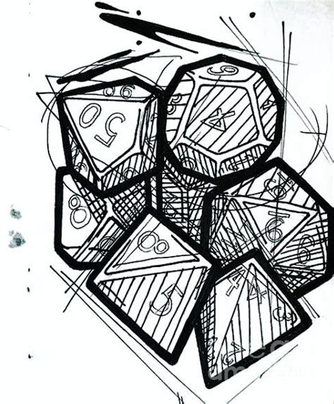 Dnd Dice Drawing For Dungeons Dragons Players Having The Right