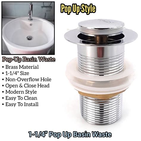Solid Inch Brass Pop Up Basin Waste For Basin Sinks In Toilet