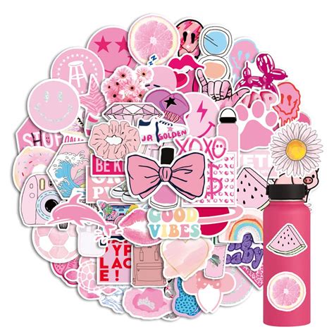Buy 100 Pcs Preppy Stickers Pink Stickers Pack Aesthetic Stickers