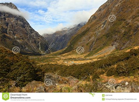 Mountain Landscape At The Milford Sound Stock Photo