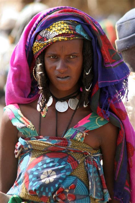 Africa Fulani Woman At The Market On The Banks Of The Chari River Lake Chad Region Cameroon