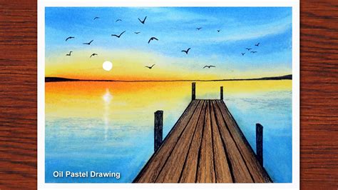 How To Draw Beautiful Sunset Scenery With Oil Pastels Oil Pastel